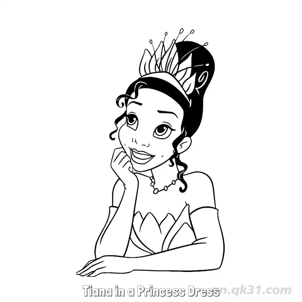 Tiana in a Princess Dress 8 Coloring Page Free Printable Disney The Tiana in a Princess Dress 8 Coloring Page Free Printable Disney The